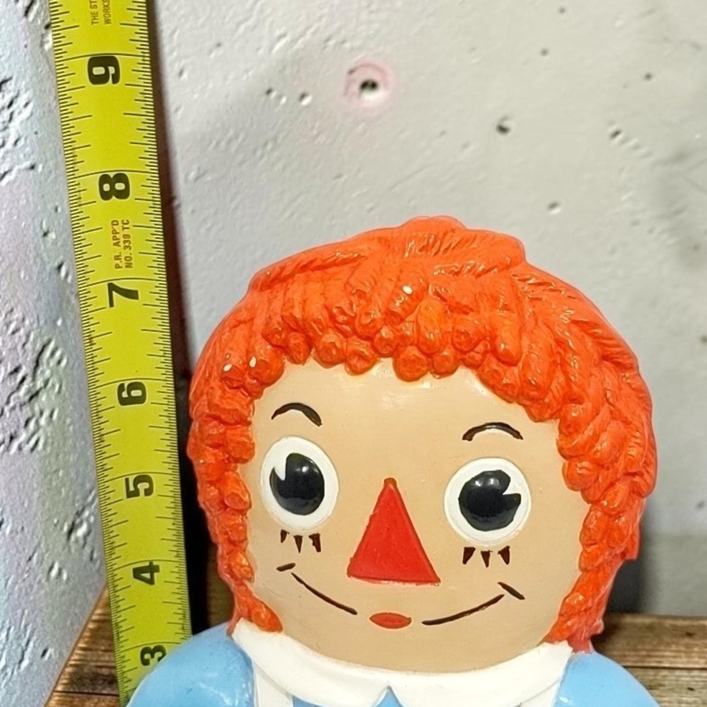 VTG 1974 Bobbs-Merrill Raggedy Ann Ceramic Figurine 8" Red Hair Blue Dress Rare - Picture 5 of 7